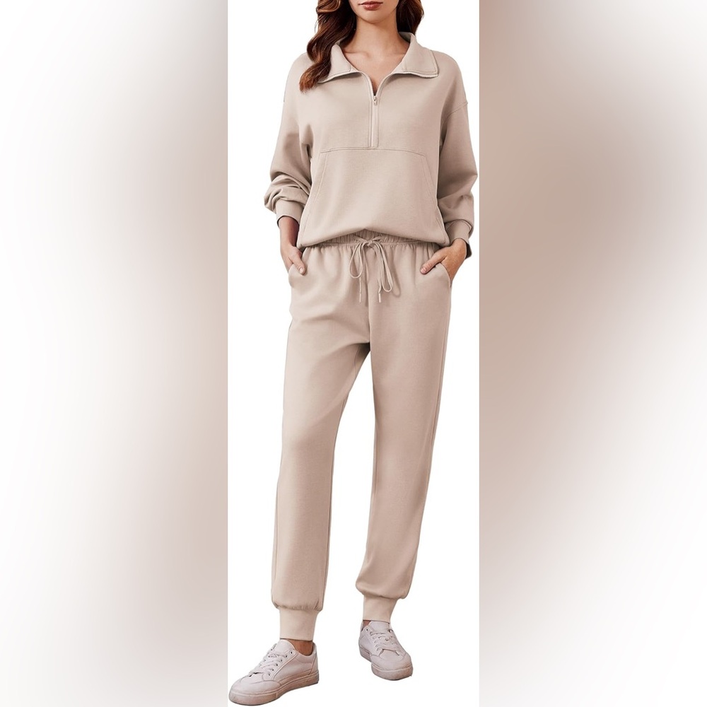 PINSPARK 2 Piece Set Long Sleeve Tracksuit Joggers Sets Half Zip Sweatsuit XL - Picture 5 of 5